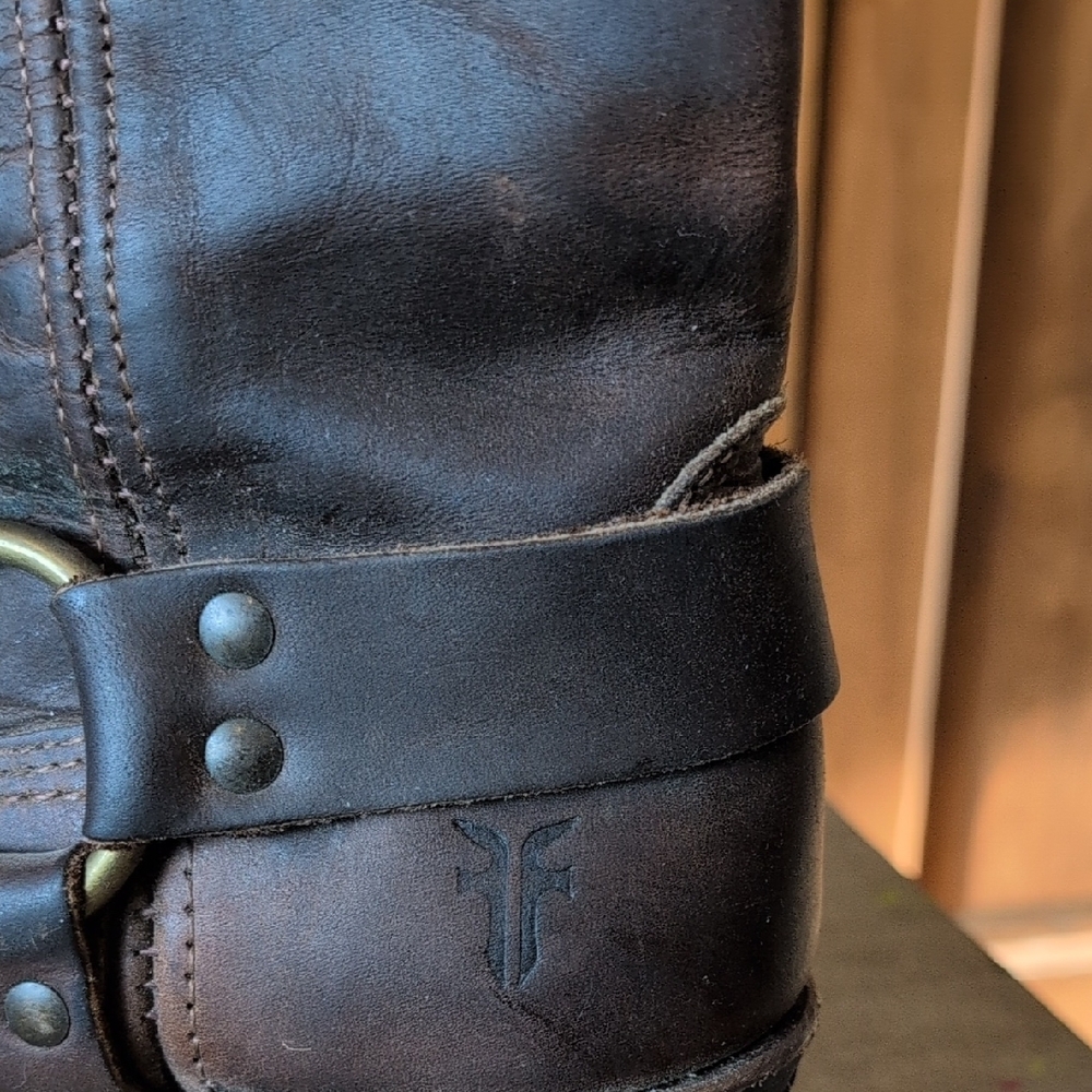 Frye Dark Brown Leather Harness Boots - Picture 8 of 12